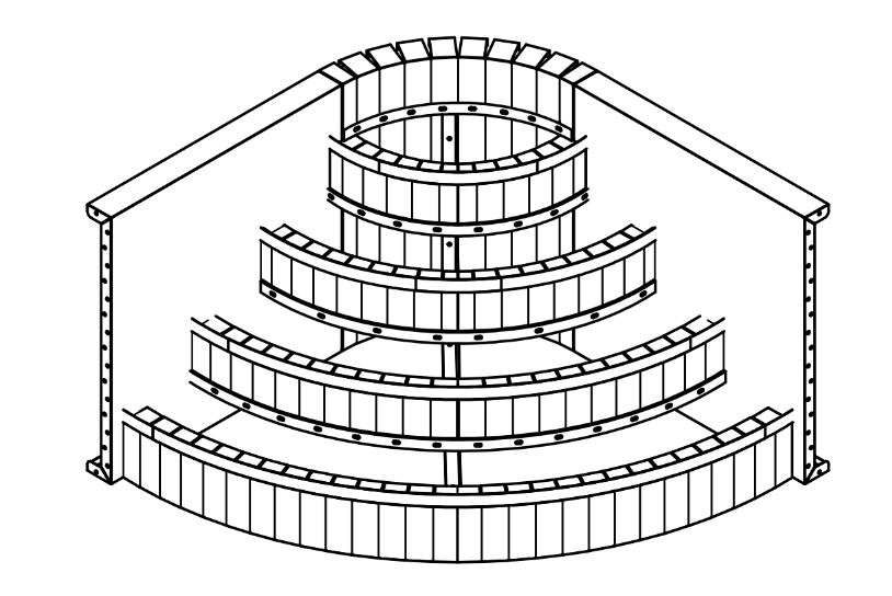 2' Radius Steel Wedding Cake Corner Step 4 Tread 48