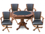 Kingston 48-in Poker Table Combo Set with 4 Arm Chairs - Oak Finish