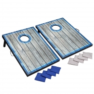 LED Cornhole Set with Target Boards and 8 Bean Toss Bags – Blue/White