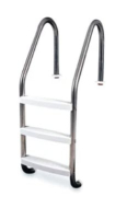 3 Tread Stainless Steel Ladder - White Treads