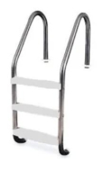 3 Tread Stainless Steel Ladder - Grey Treads