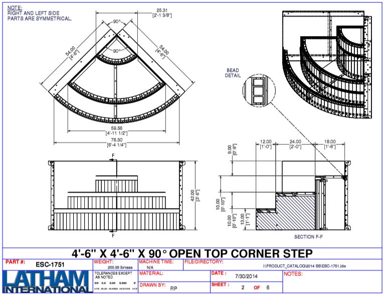 90 Deg. Steel Wedding Cake Corner Step 42" (4'6" x 4'6") w/ 6" Radius Inserts