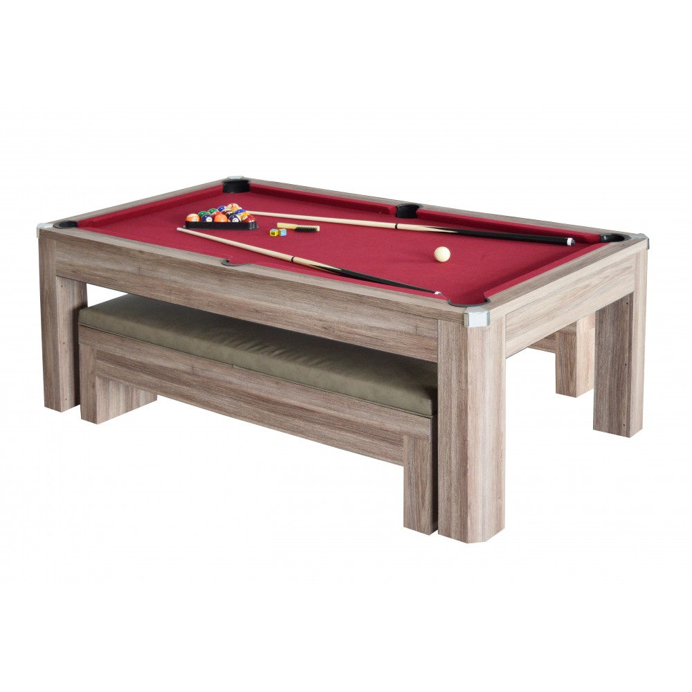 Pool table with online benches