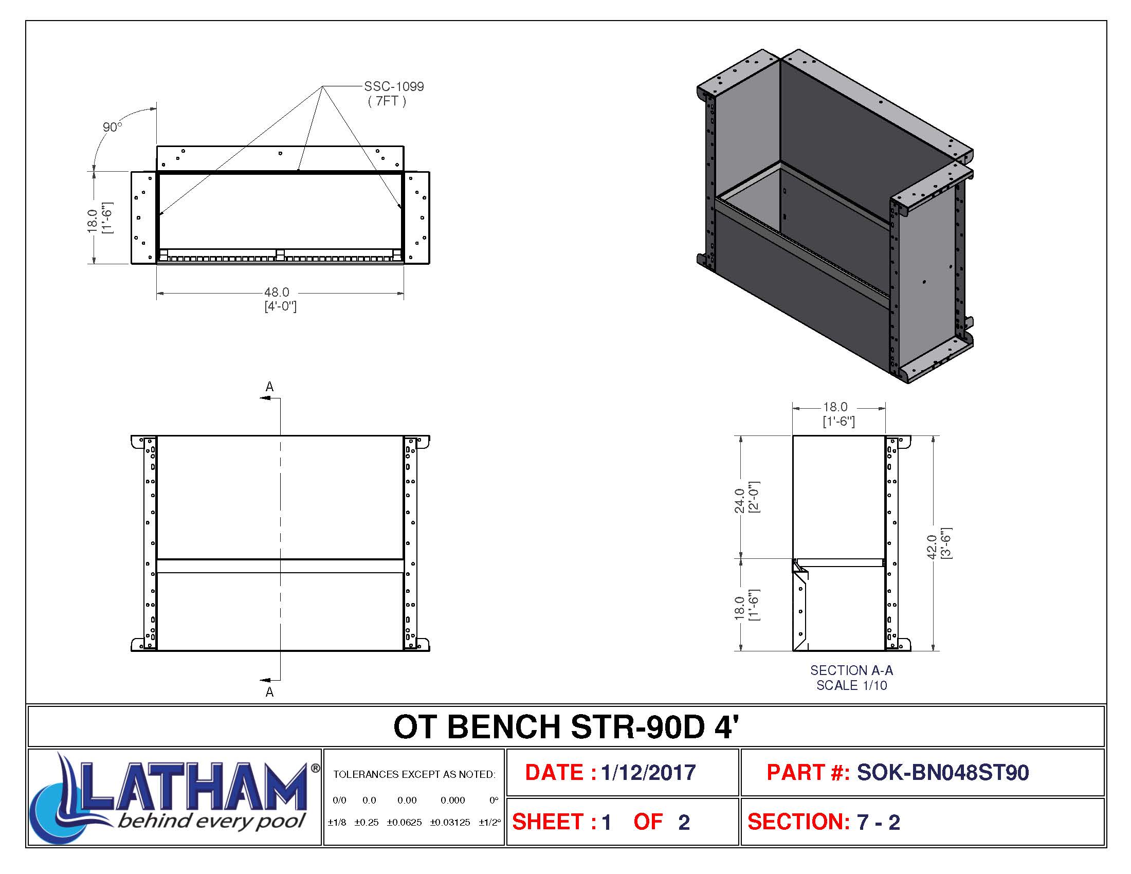 4' Straight Bench