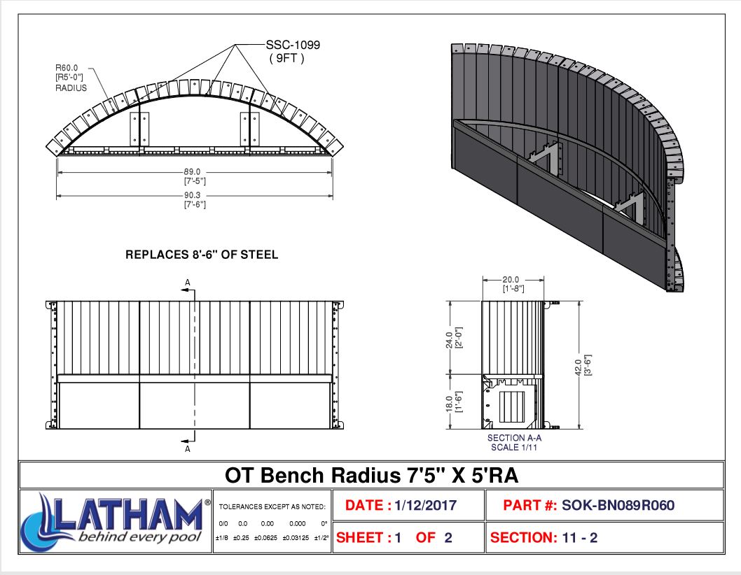 7'-5" Long 5' Radius Bench