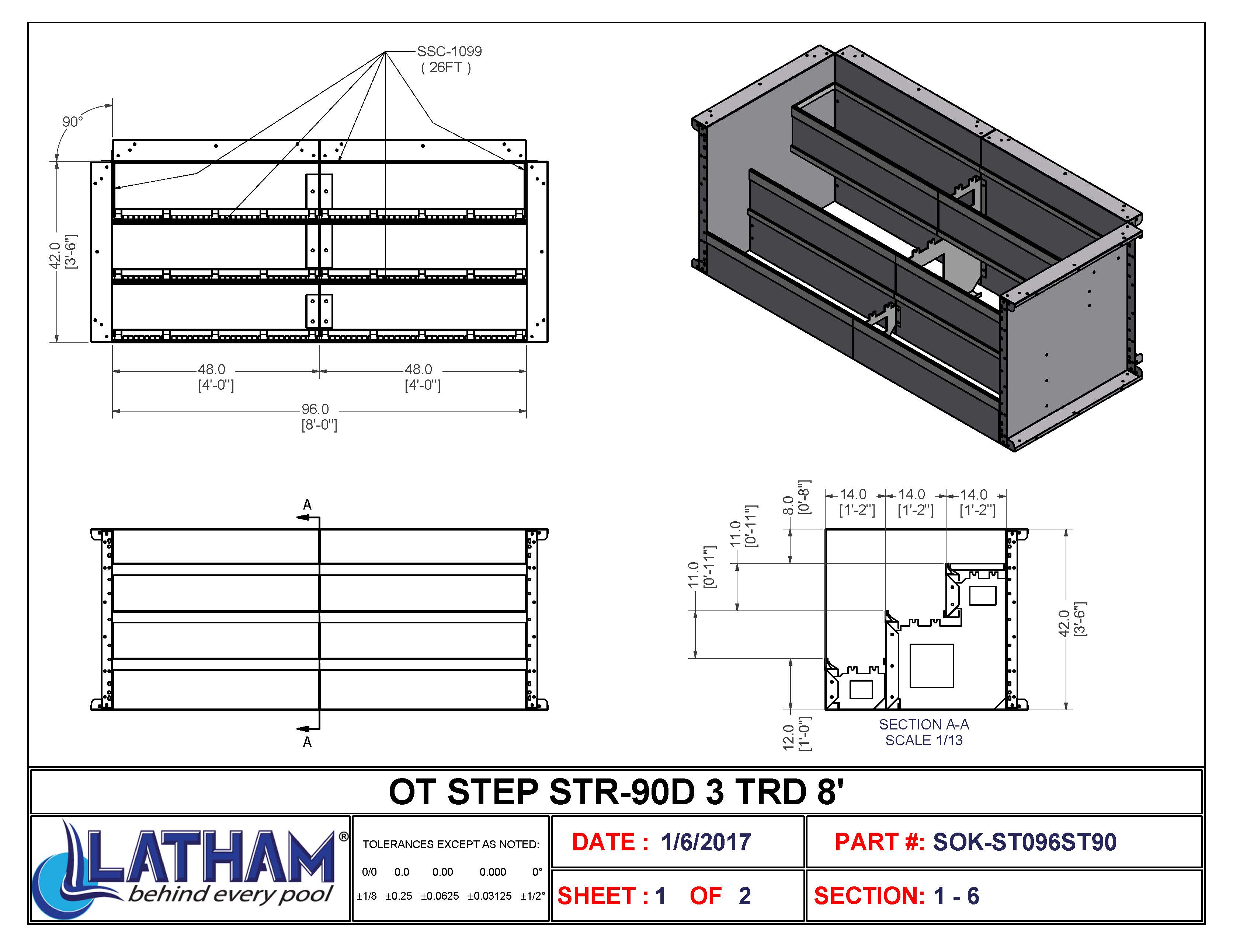 8' Straight 3-Tread Steel Step