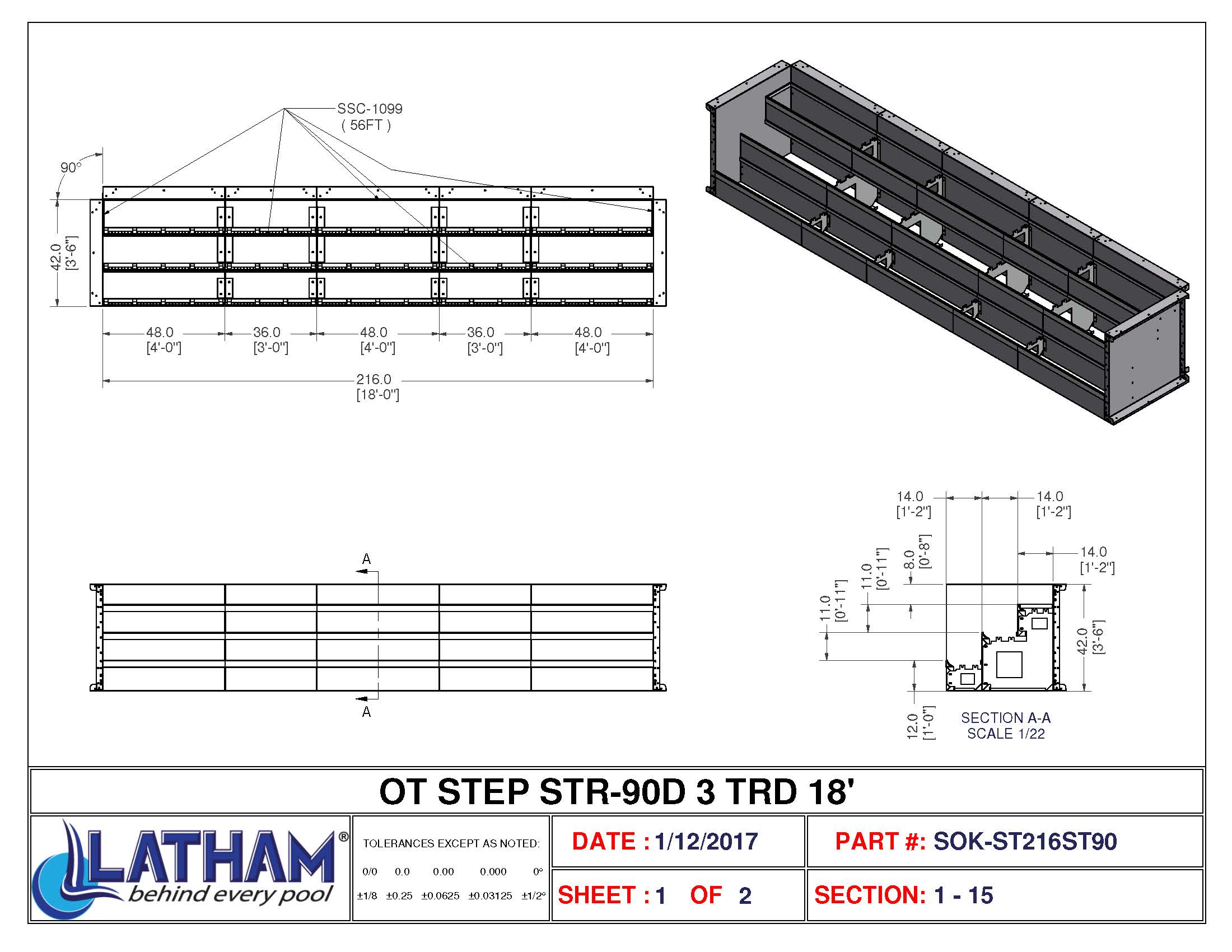 18' Straight 3-Tread Steel Step