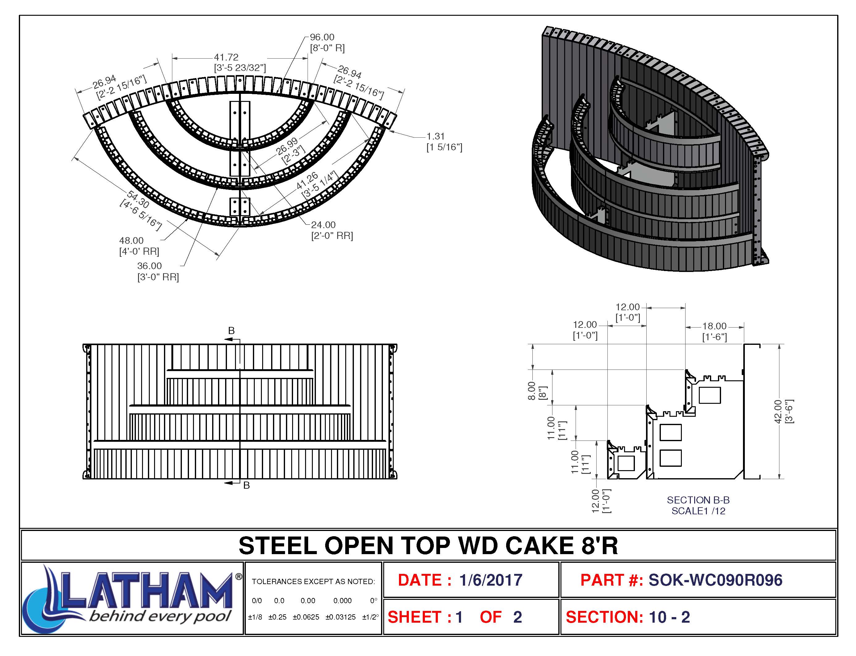 8' Radius 3-Tread Wedding Cake Step