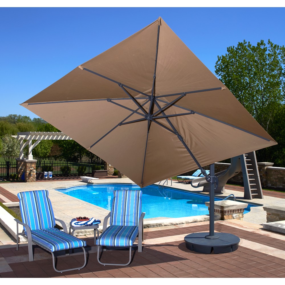 Santorini Ii Cantilever Umbrella 10 Square Sunbrella Acrylic Antique Beige Royal Swimming Pools