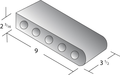 9" Coping Bricks - Single Bullnose/Cored - Pallet/384 Bricks